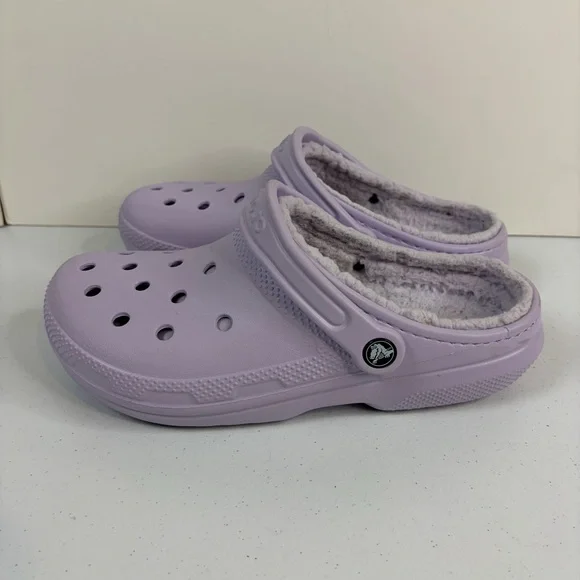 Crocs Classic Faux Fur Lined Clogs Lavender purple Mens size 7 Womens 9 slippers - Picture 5 of 9